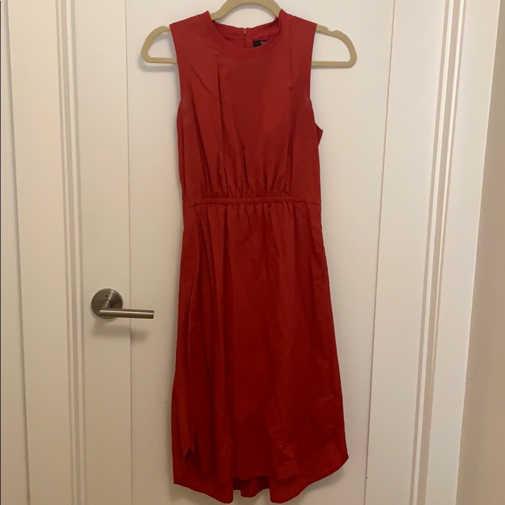 Red midi length dress